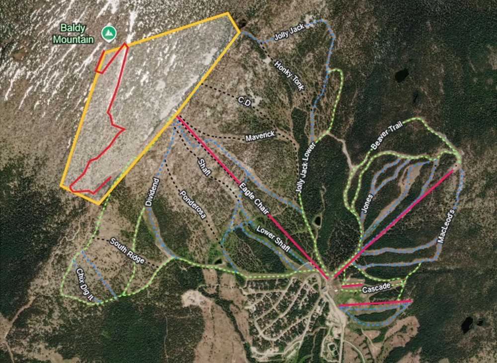 catskiing terrain at baldy mountain resort